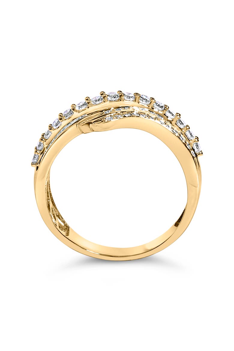 10K Yellow Gold 1.0 Cttw Diamond Multi-Row Wave Bypass Ring, Alternate, color, Yellow Gold