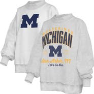 PRESSBOX Women's Pressbox Heather Gray Michigan Wolverines Reversible Sweatshirt