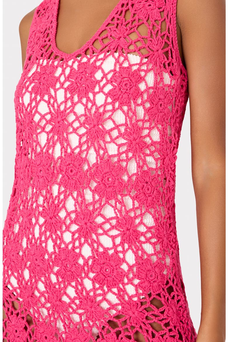 Crochet Midi Cover-Up Dress, Alternate, color, PINK