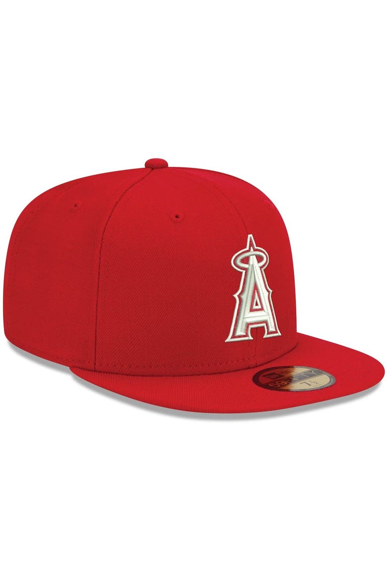 Men's New Era Red Los Angeles Angels White Logo 59FIFTY Fitted Hat, Alternate, color, Red
