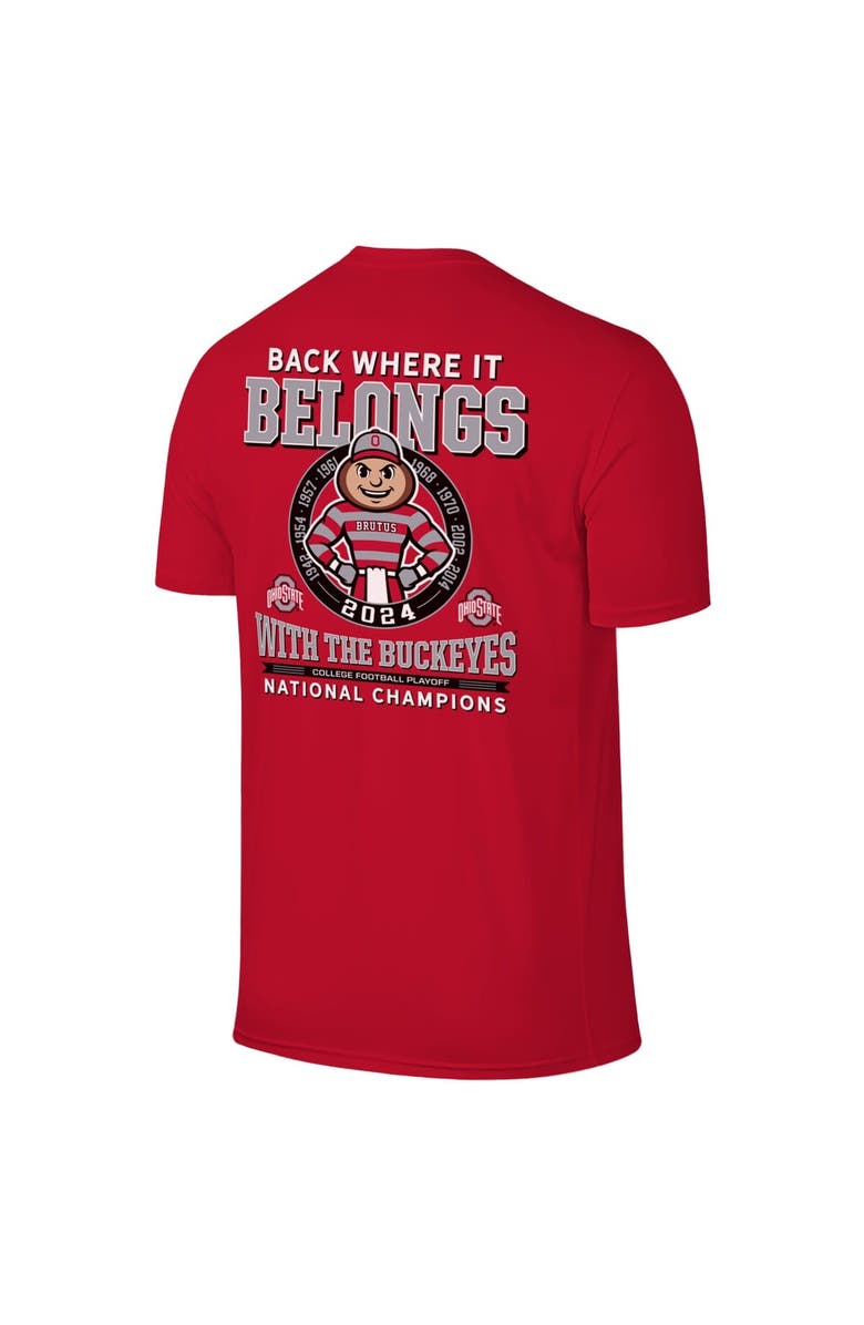 VICTORY LABEL Men's  Scarlet Ohio State Buckeyes College Football Playoff 2024 National Champions Mascot T-Shirt, Alternate, color, 