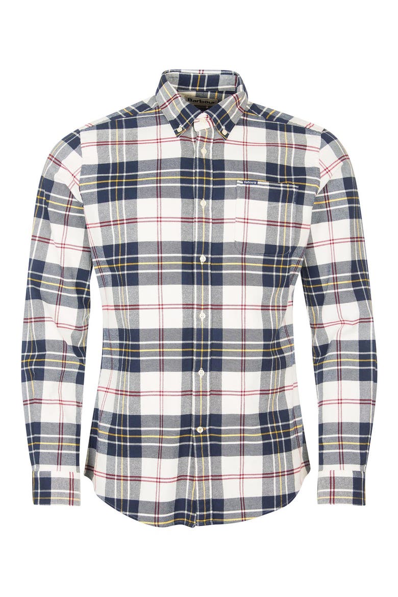 Ronan Tailored Fit Plaid Button-Down Shirt, Alternate, color, ECRU