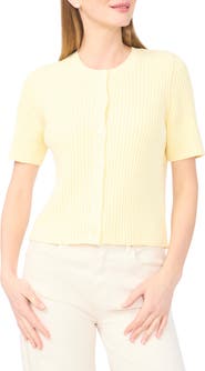 Halogen® Ribbed Short Sleeve Cardigan