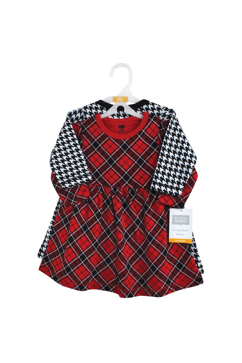 Two-piece Long-sleeve Dresses Set, Alternate, color, Black Red Plaid