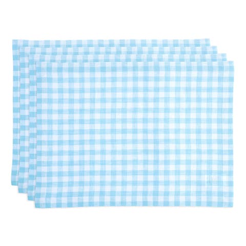 Linen Placemats - Gingham Check, 14" x 19" Inch