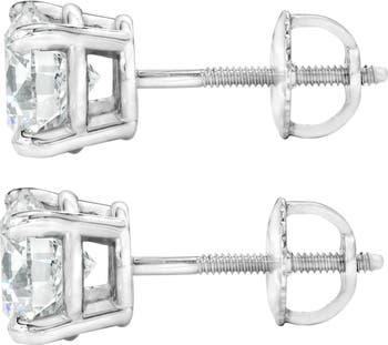 Certified 3Ct TW Diamond Studs 14k Gold Screw Backs Lab Grown