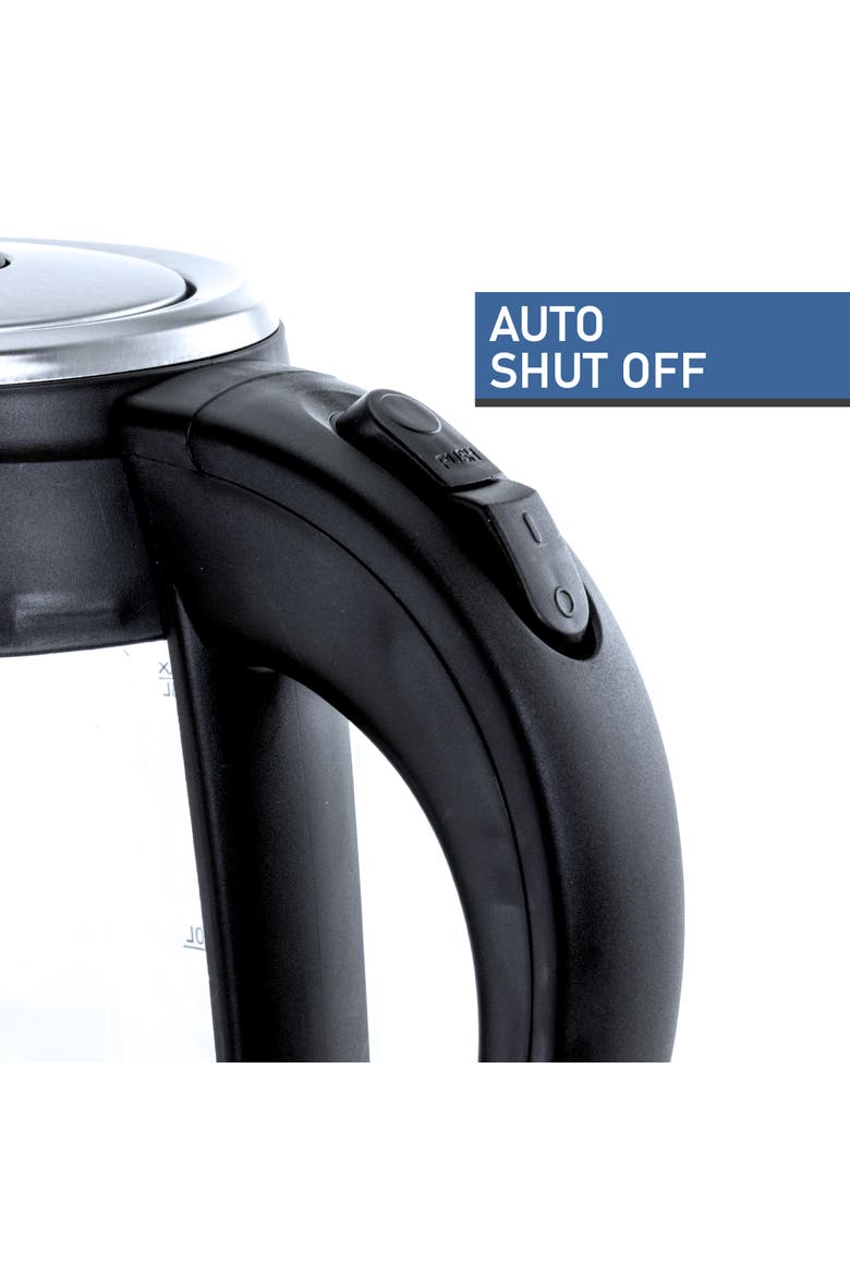 1.8Lt. Glass Body and Stainless Steel Electric Tea Kettle, Alternate, color, Grey