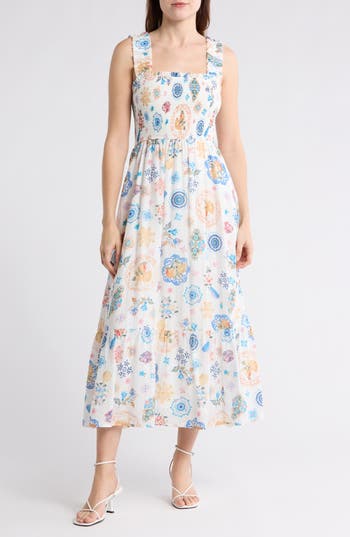 BLU PEPPER BLU PEPPER SMOCKED MAXI SUNDRESS