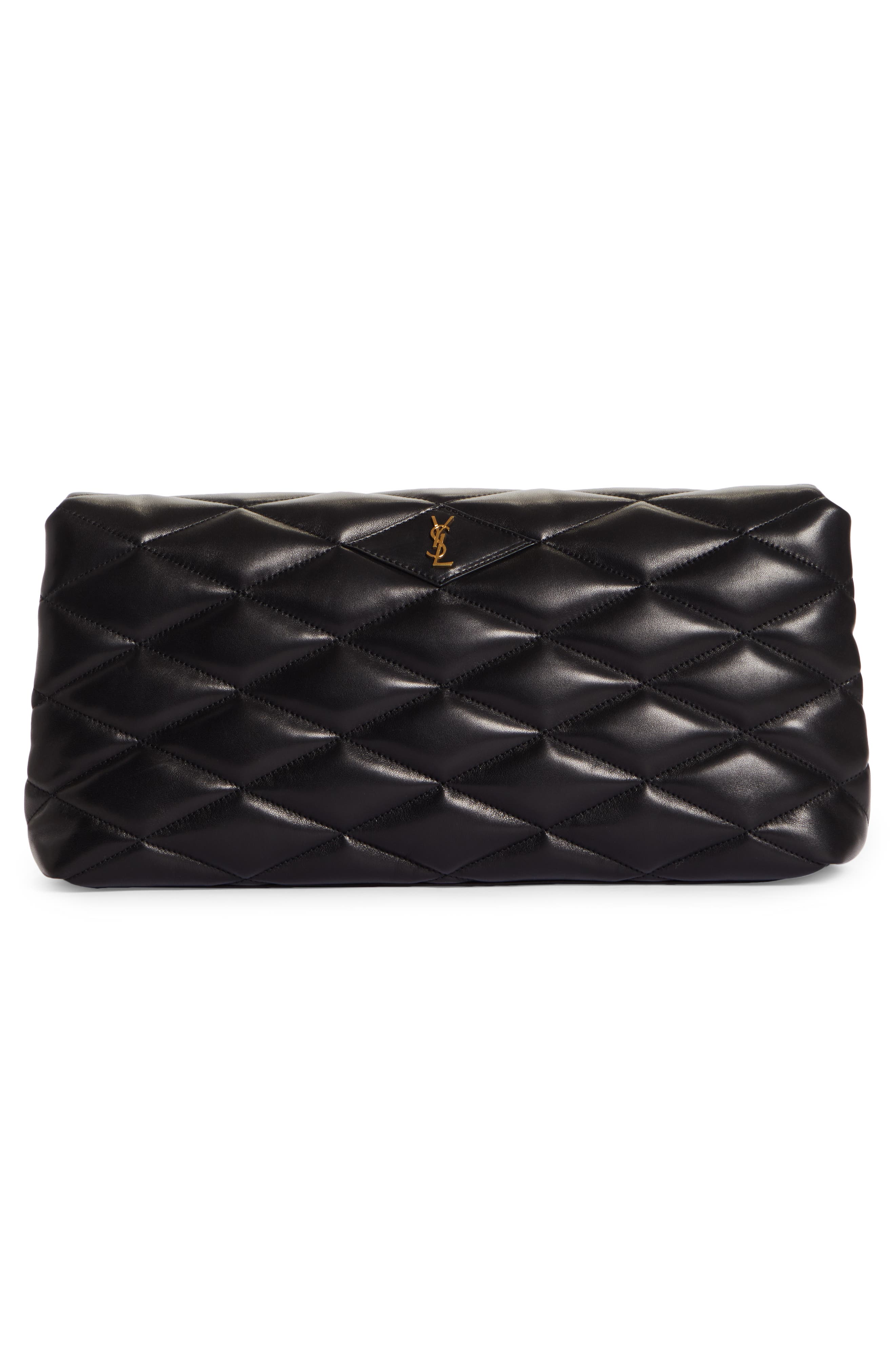 Saint Laurent Sade Leather Puffer Clutch, Alternate, color, 