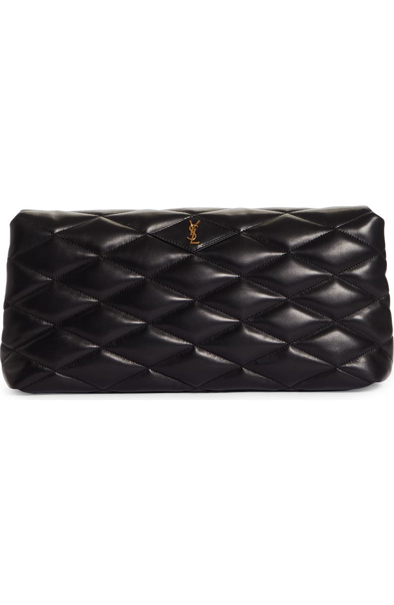Saint Laurent Sade Leather Puffer Clutch, Alternate, color,