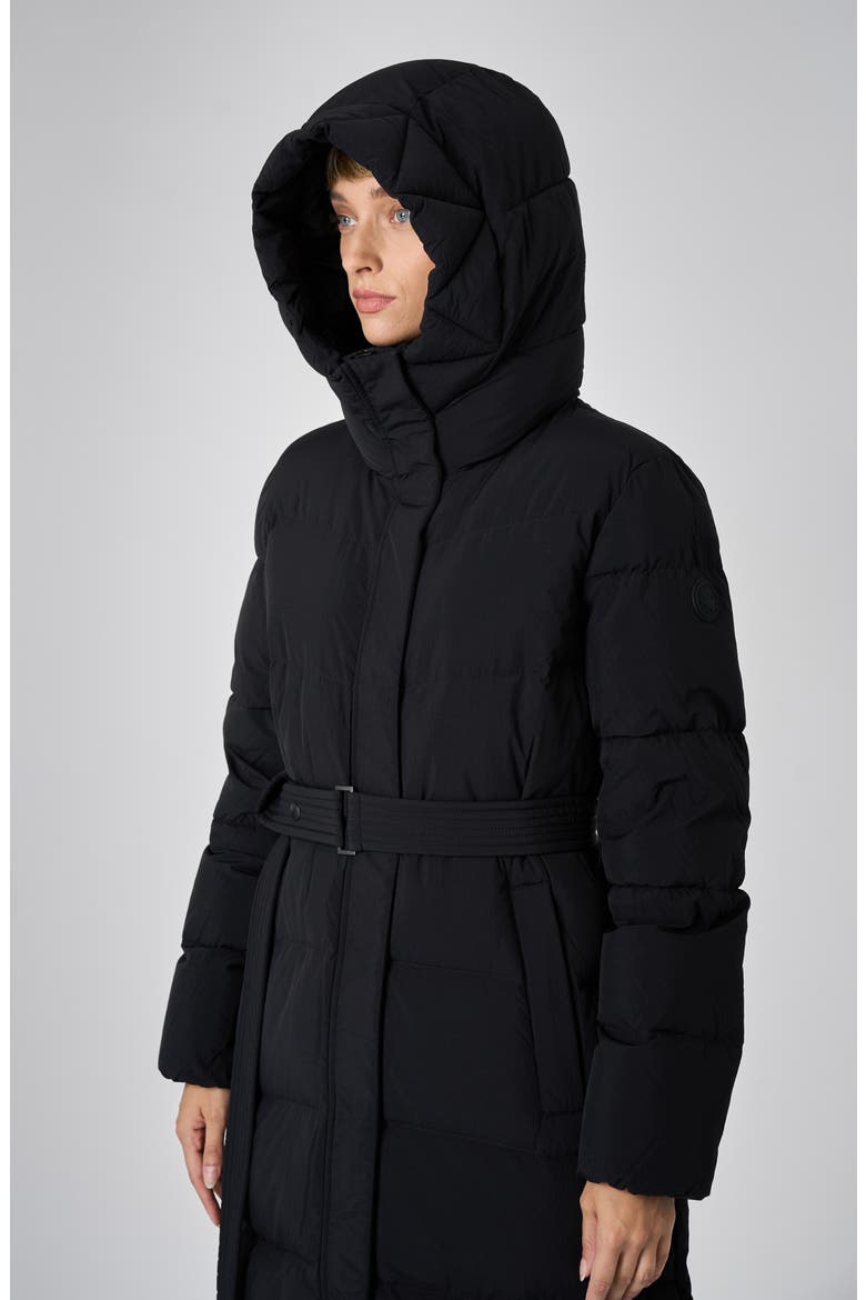 Vada Belted Water Repellent Puffer Coat, Alternate, color, BLACK