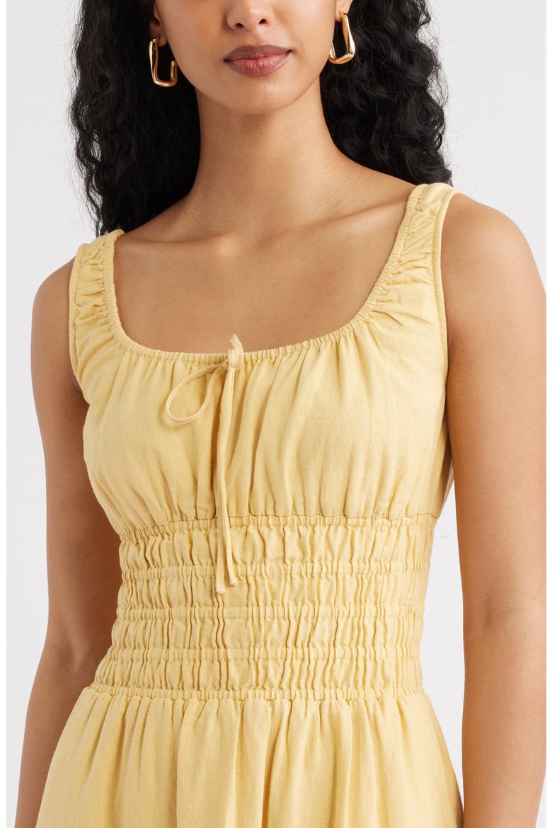 Smocked Waist Midi Dress, Alternate, color, YELLOW SAHARA