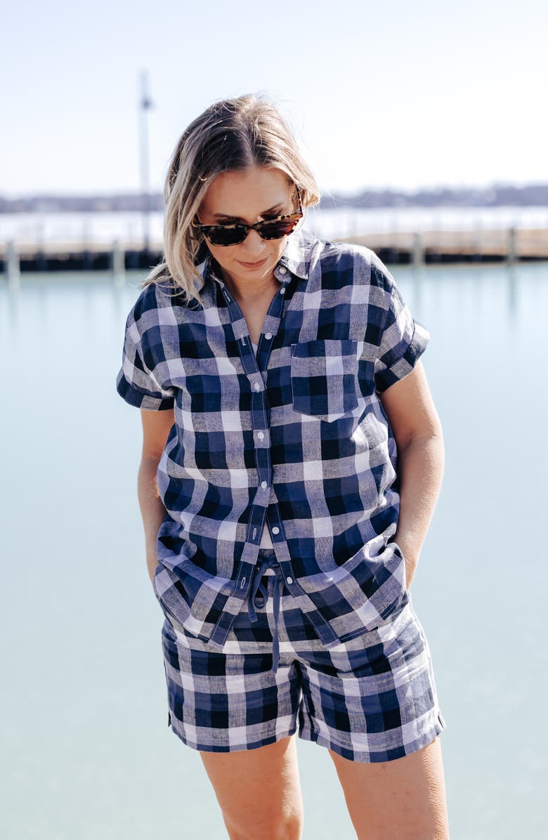 Caslon<sup>®</sup> Linen Blend Camp Shirt, Alternate, color, 