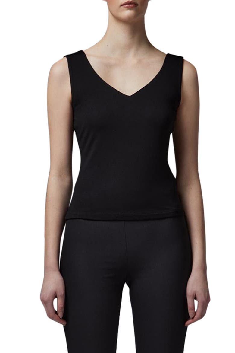 Athena V-Neck Tank Top, Main, color, BLACK