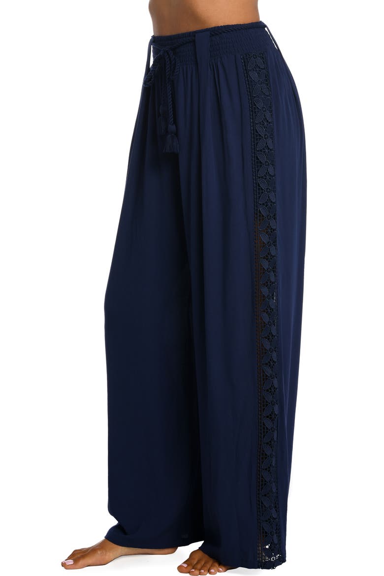 Coastal Crochet Wide Leg Cover-Up Pants, Alternate, color, INDIGO