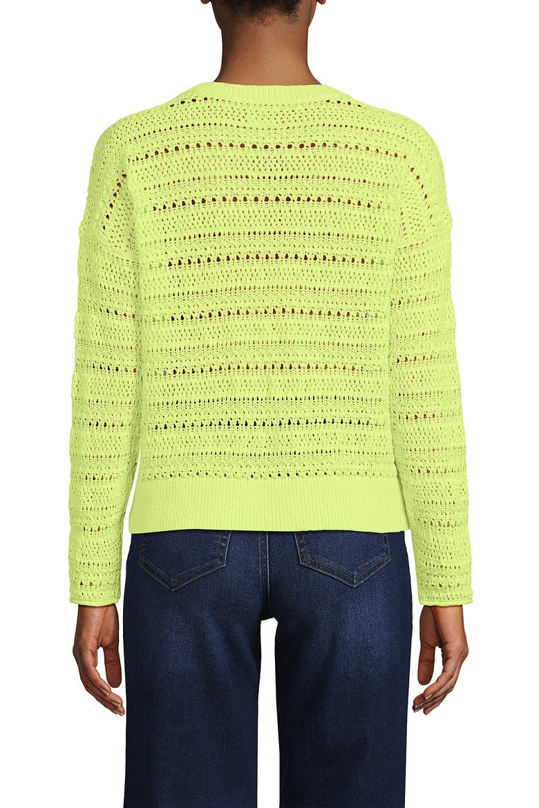 Cotton Blend Pointelle Crew Neck Sweater, Alternate, color, Soft Limoncello Yellow