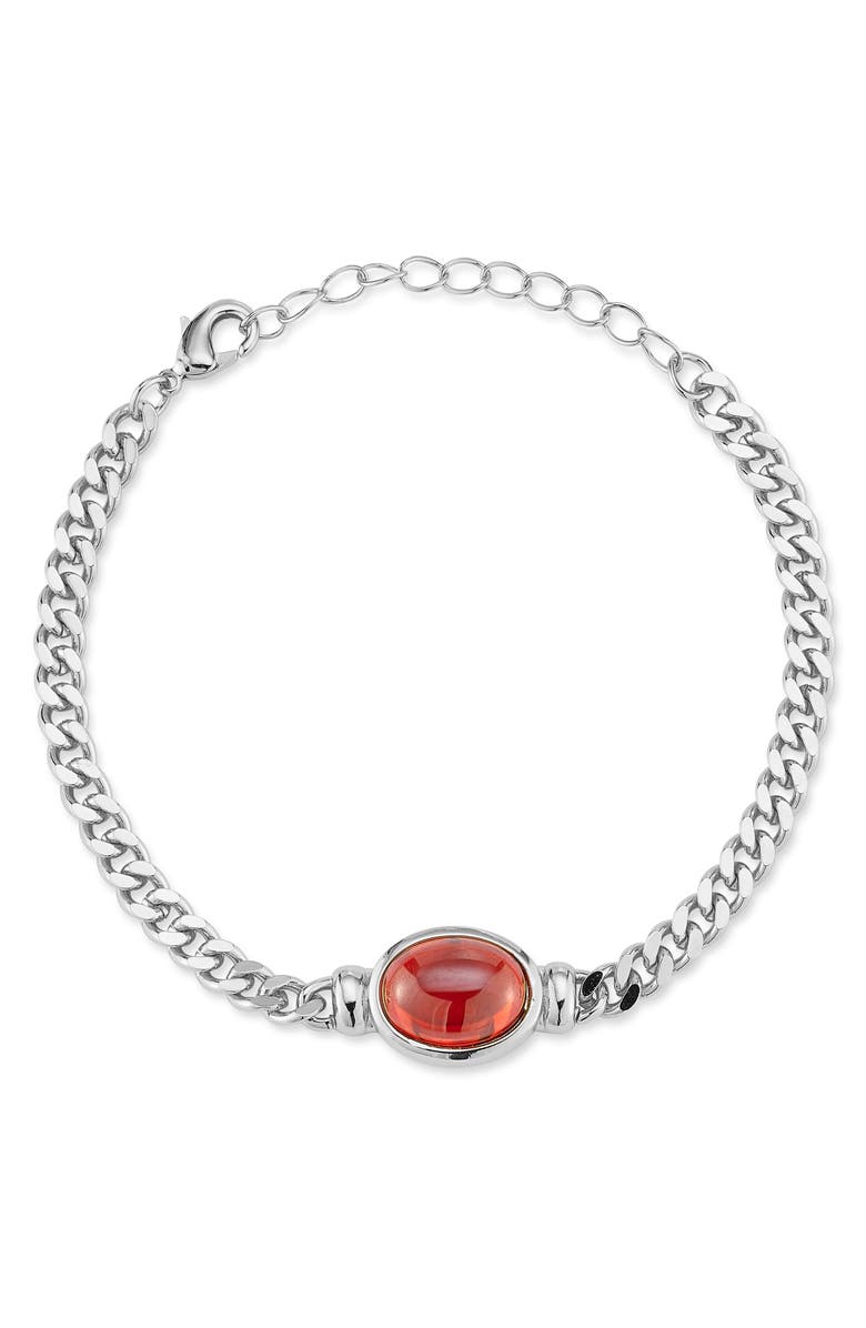 GLAZE JEWELRY Cubic Zirconia Curb Chain Bracelet, Main, color, Silver