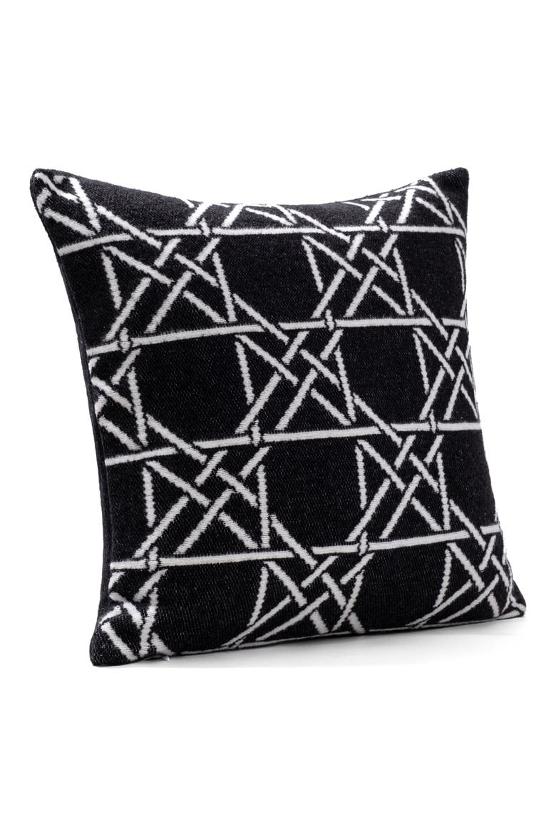 Lattice Work Decorative Throw Pillow, Alternate, color, BLACK