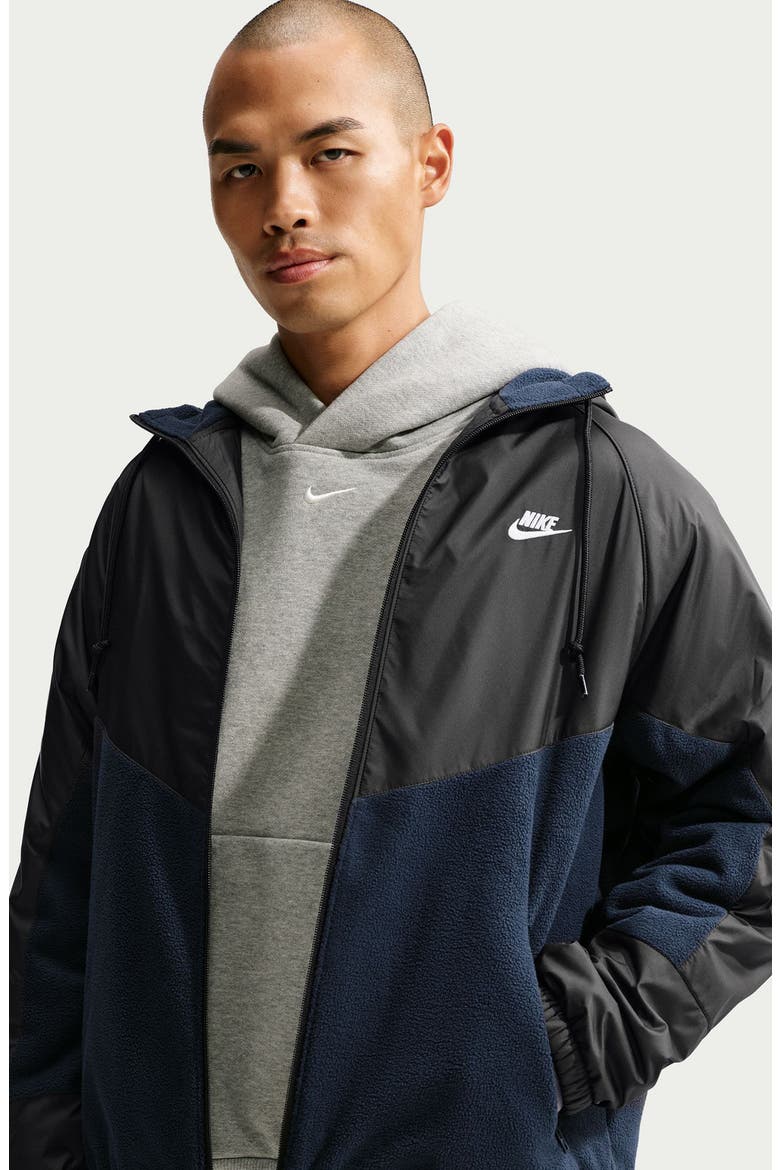 Windrunner Therma-FIT Winterized Full Zip Jacket, Alternate, color, BLACK/ OBSIDIAN/ WHITE