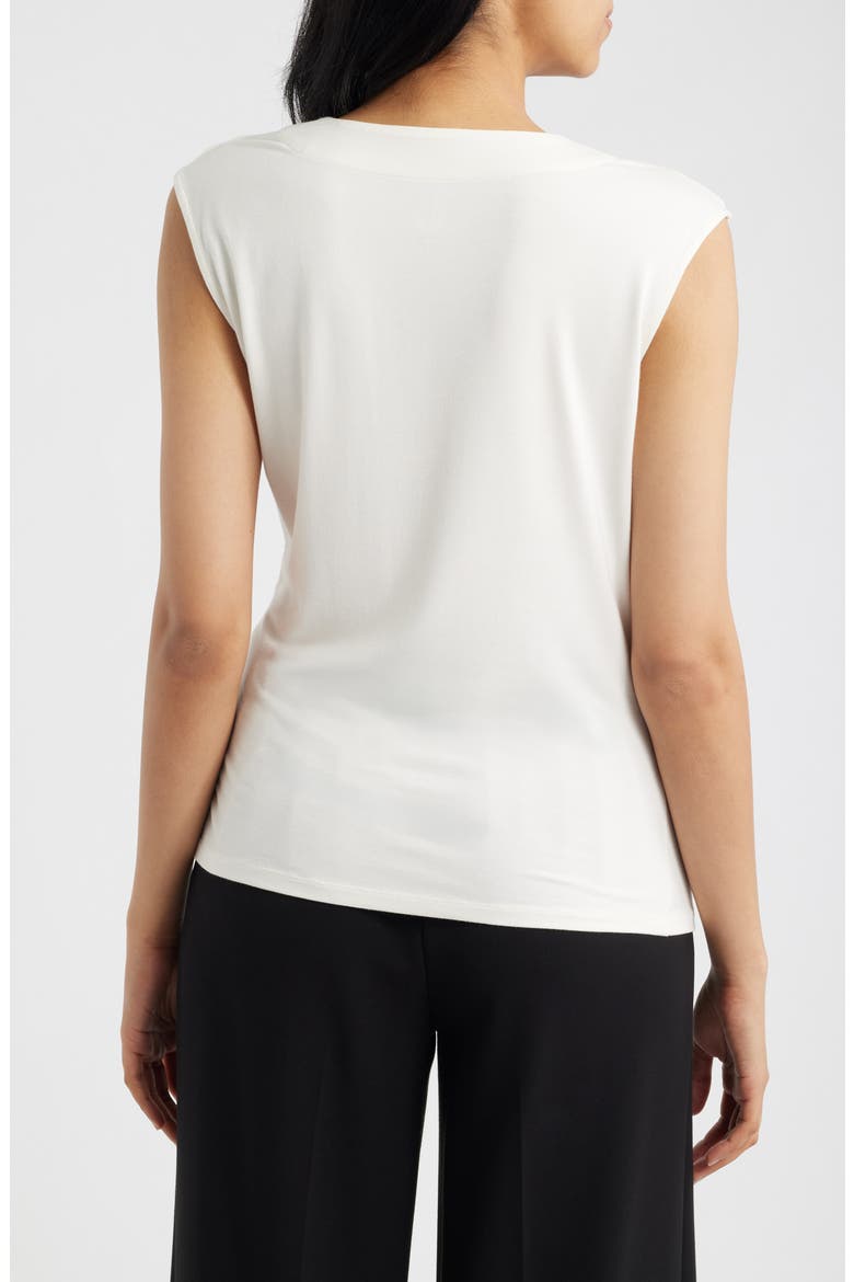 Pleated Cowl Neck Extended Shoulder Top, Alternate, color, WHITE DOVE