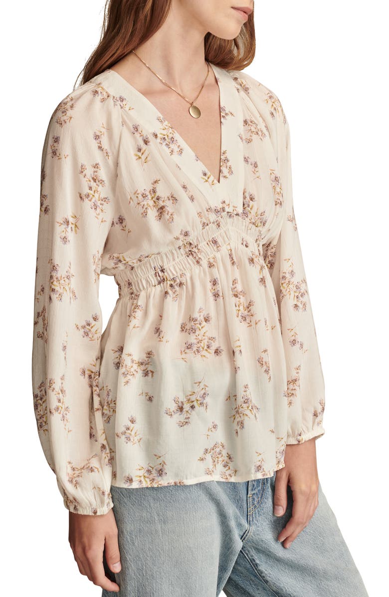 Lucky Brand Floral Smocked Waist Top, Alternate, color, 