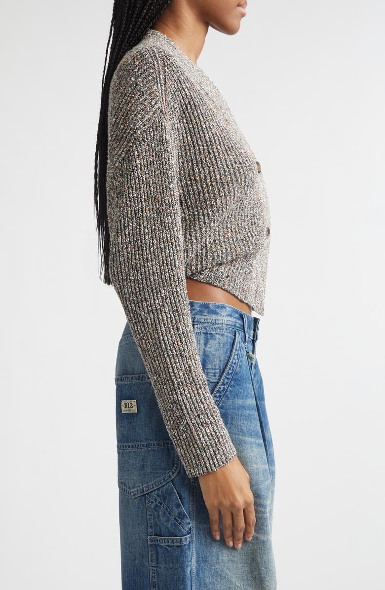R13 Split Hem Rib Crop Cardigan, Alternate, color, Grey Multi