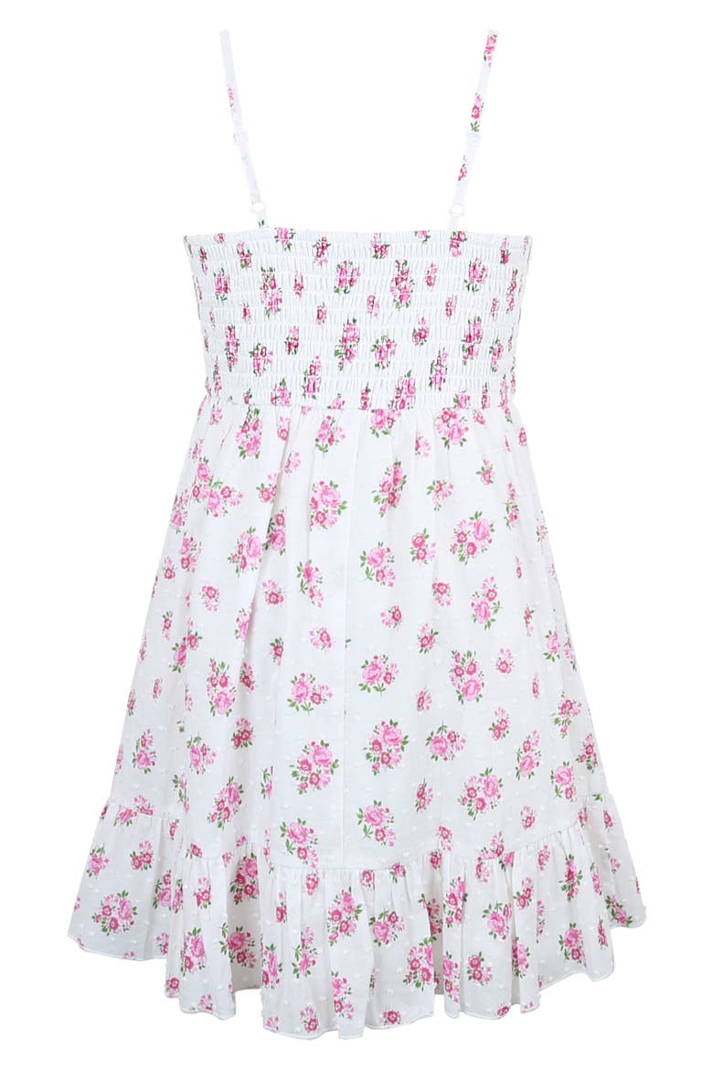 Kids' Floral Clip Dot Cotton Fit & Flare Dress, Alternate, color, IVORY/ PINK