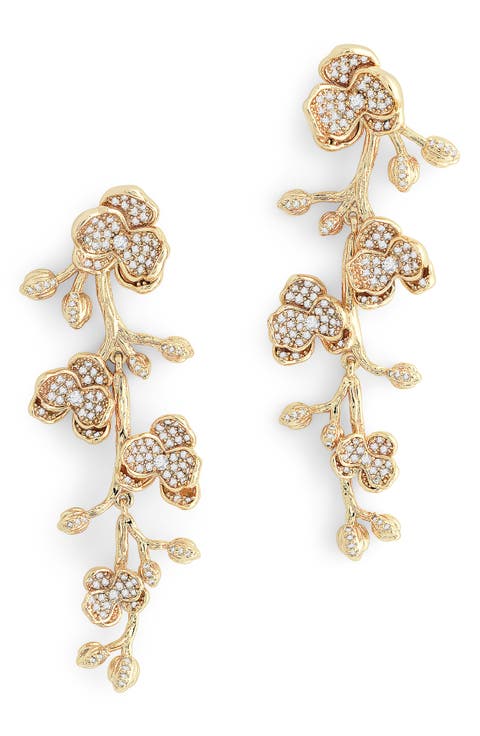Orchid Pavé Dangle Drop Earrings