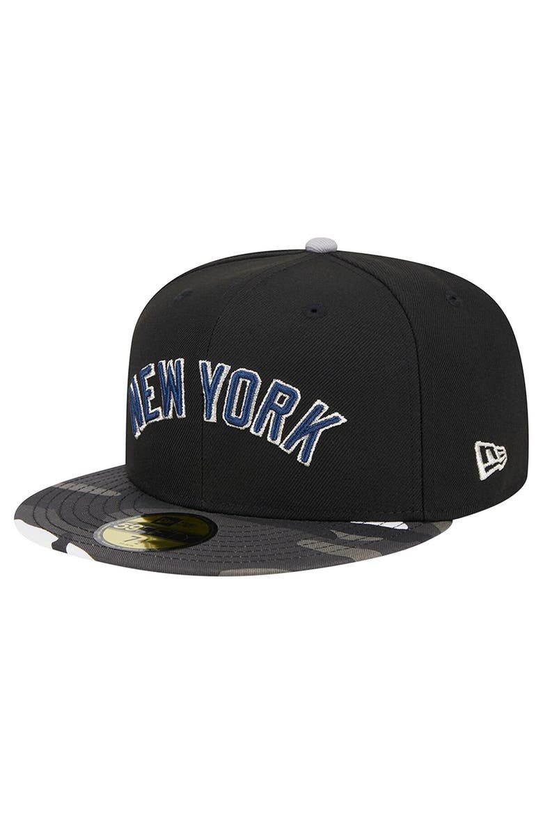 Men's New Era Black New York Yankees Metallic Camo 59FIFTY Fitted Hat, Alternate, color, Black