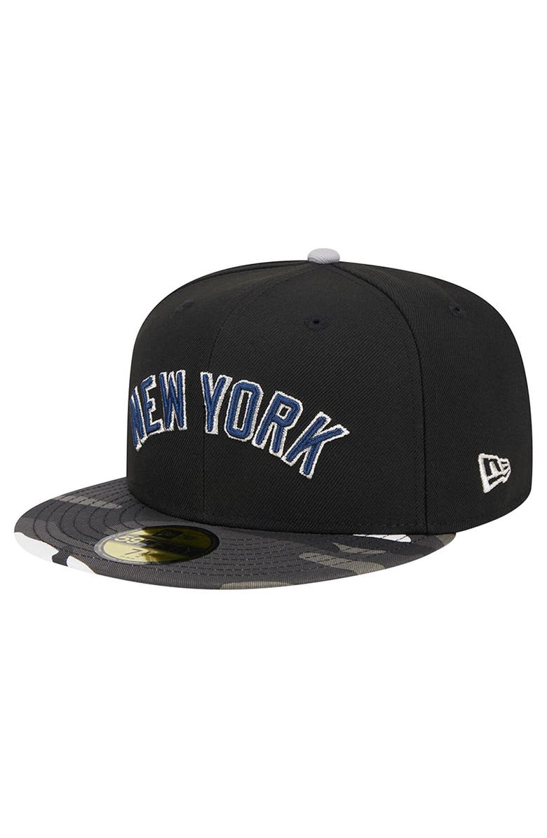 New Era Men's New Era Black New York Yankees Metallic Camo 59FIFTY Fitted Hat, Alternate, color, Black
