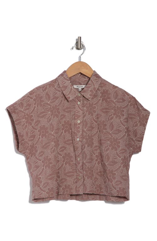Madewell Cropped Dolman Sleeve Cotton Button-up Shirt In Vintage Petal
