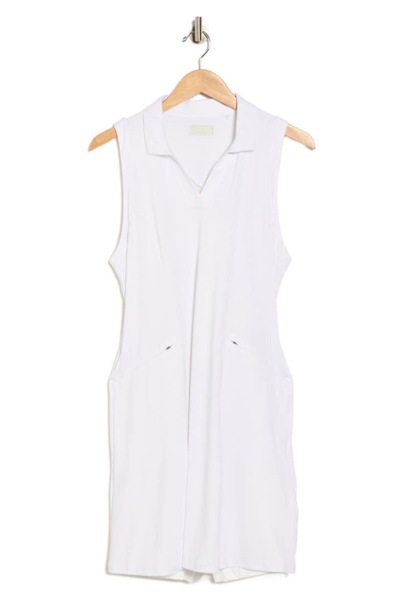 Sleeveless Flounce Mesh Detail Golf Dress, Alternate, color, BRILLIANT WHITE