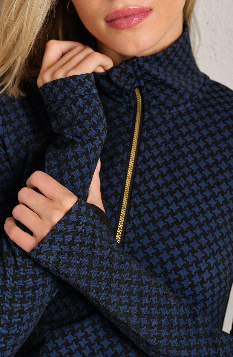 Rhone Houndstooth Seamless Half-Zip Pullover, Alternate, color, Navy Blue Hounds