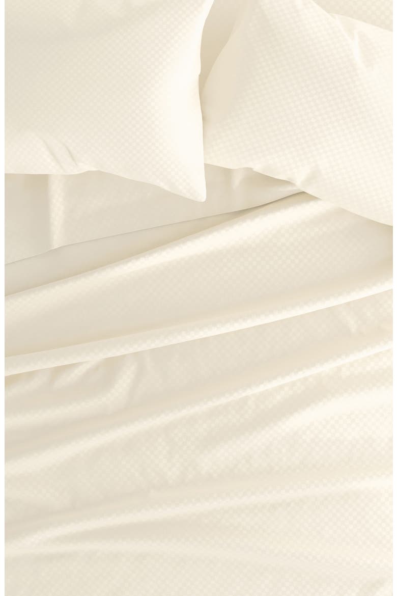 HOME SPUN Premium Checkered Embossed 4-Piece Bed Sheet Set, Alternate, color, IVORY