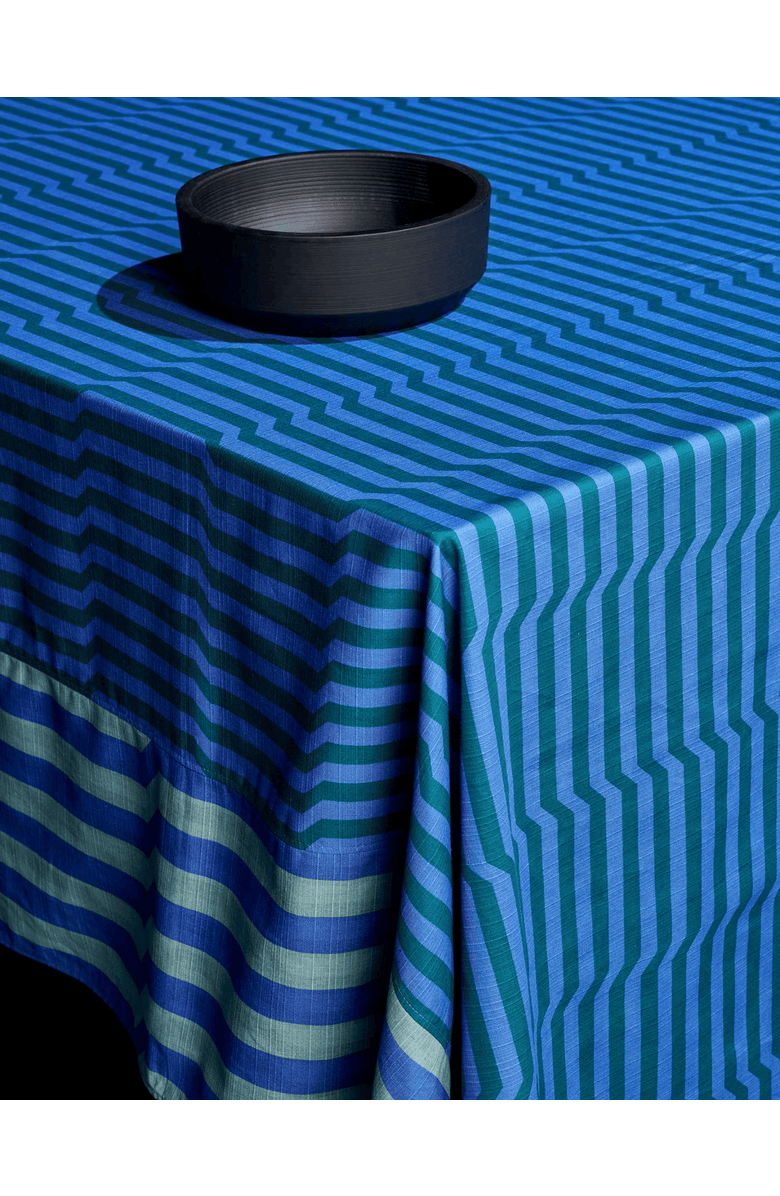 Tortuga Forma Stripe Tablecloth Reversible, Main, color, Marine