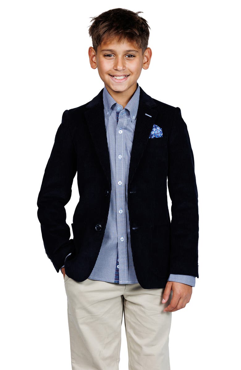 TailorByrd Kids' Textured Slub Sport Coat, Main, color, Navy