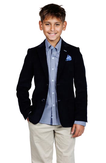 Tailorbyrd Kids' Textured Slub Sport Coat In Blue
