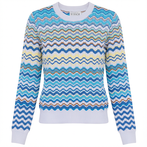 Crochet Chevron Ribbed Long Sleeve Sweater
