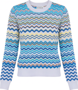 Viva K Crochet Chevron Ribbed Long Sleeve Sweater