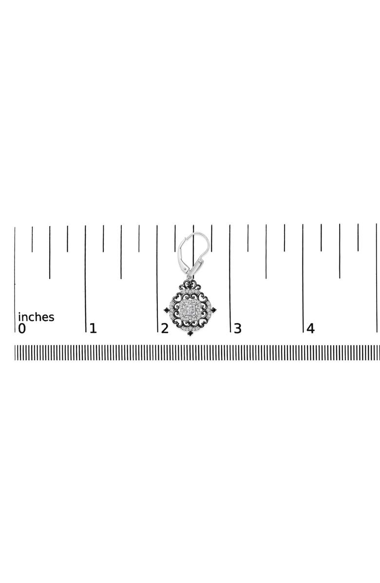Haus of Brilliance Black Rhodium and Silver 3/4 Cttw Diamond Medallion Drop Earrings, Alternate, color, White