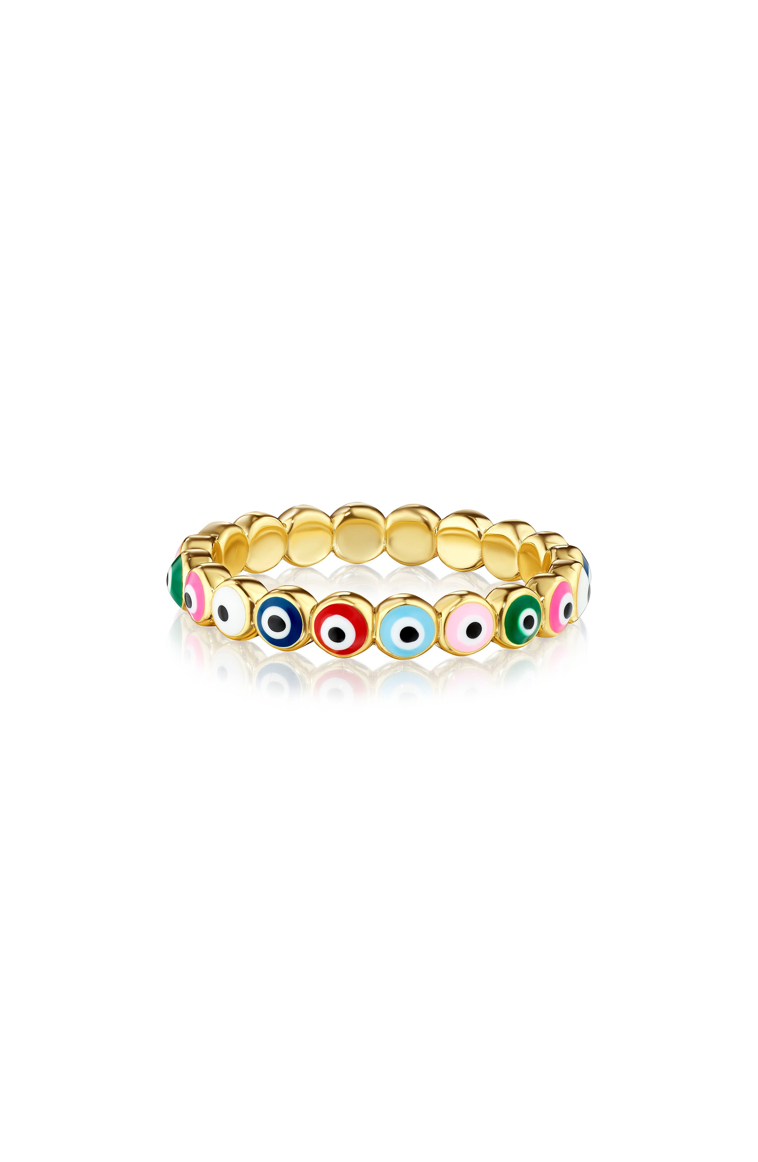 House of Frosted 14K Gold Plated Evil Eye Band Ring