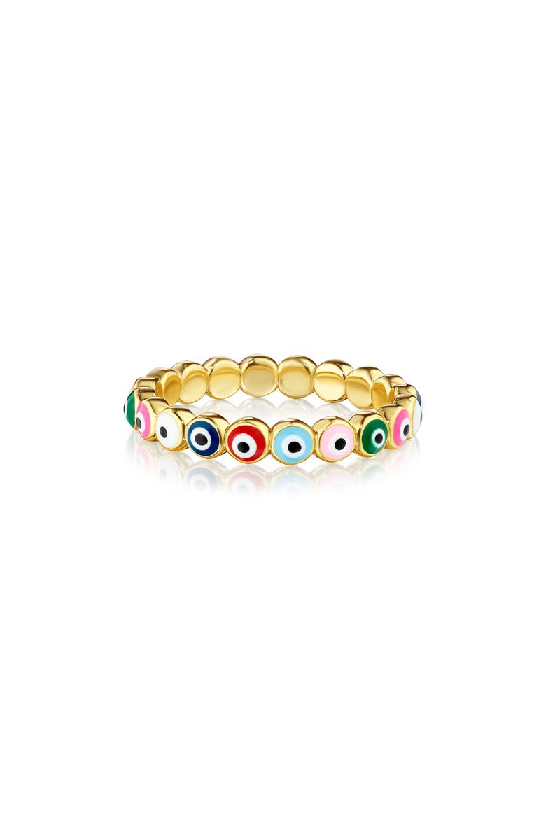 14K Gold Plated Evil Eye Band Ring, Main, color, GOLD