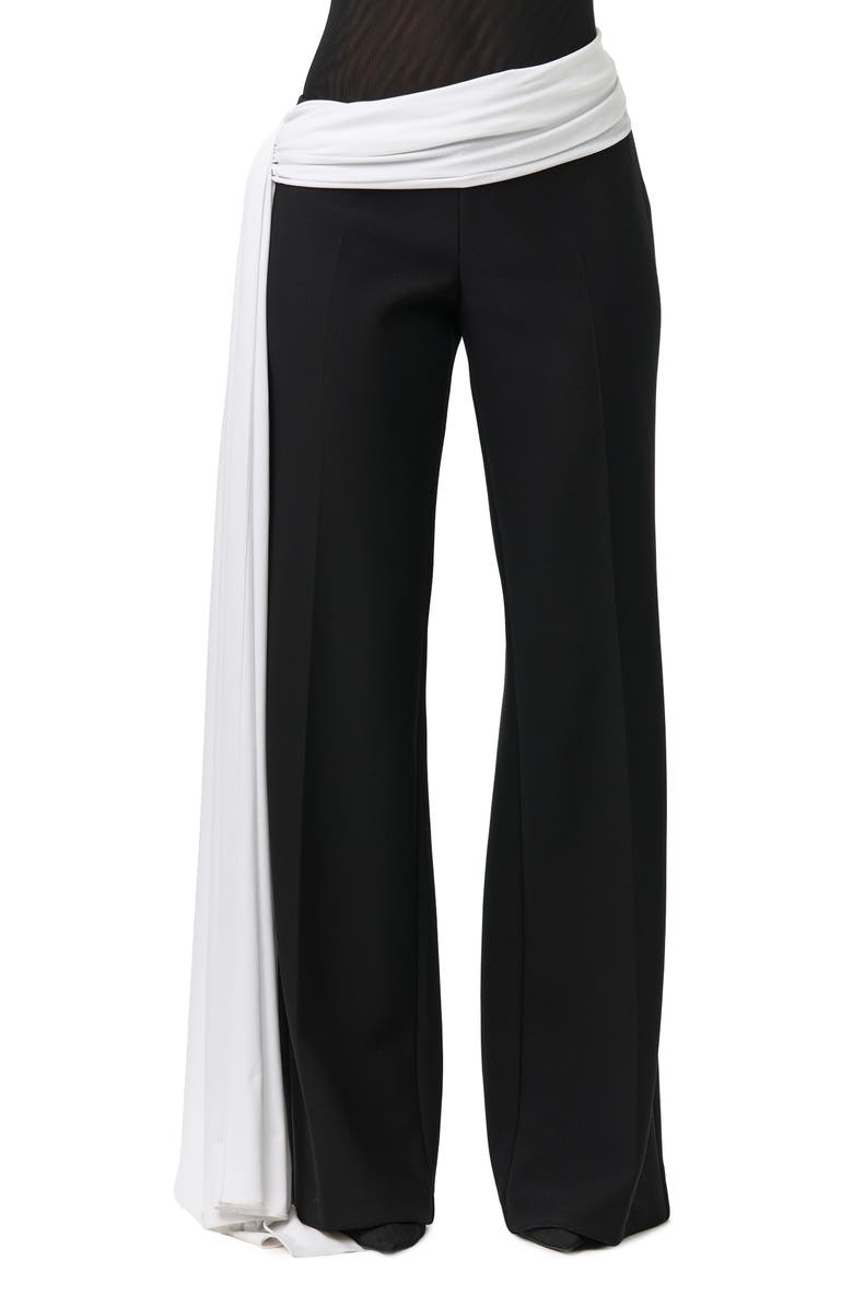 Naked Wardrobe Straight Leg Pants with Sash, Main, color, Black/White