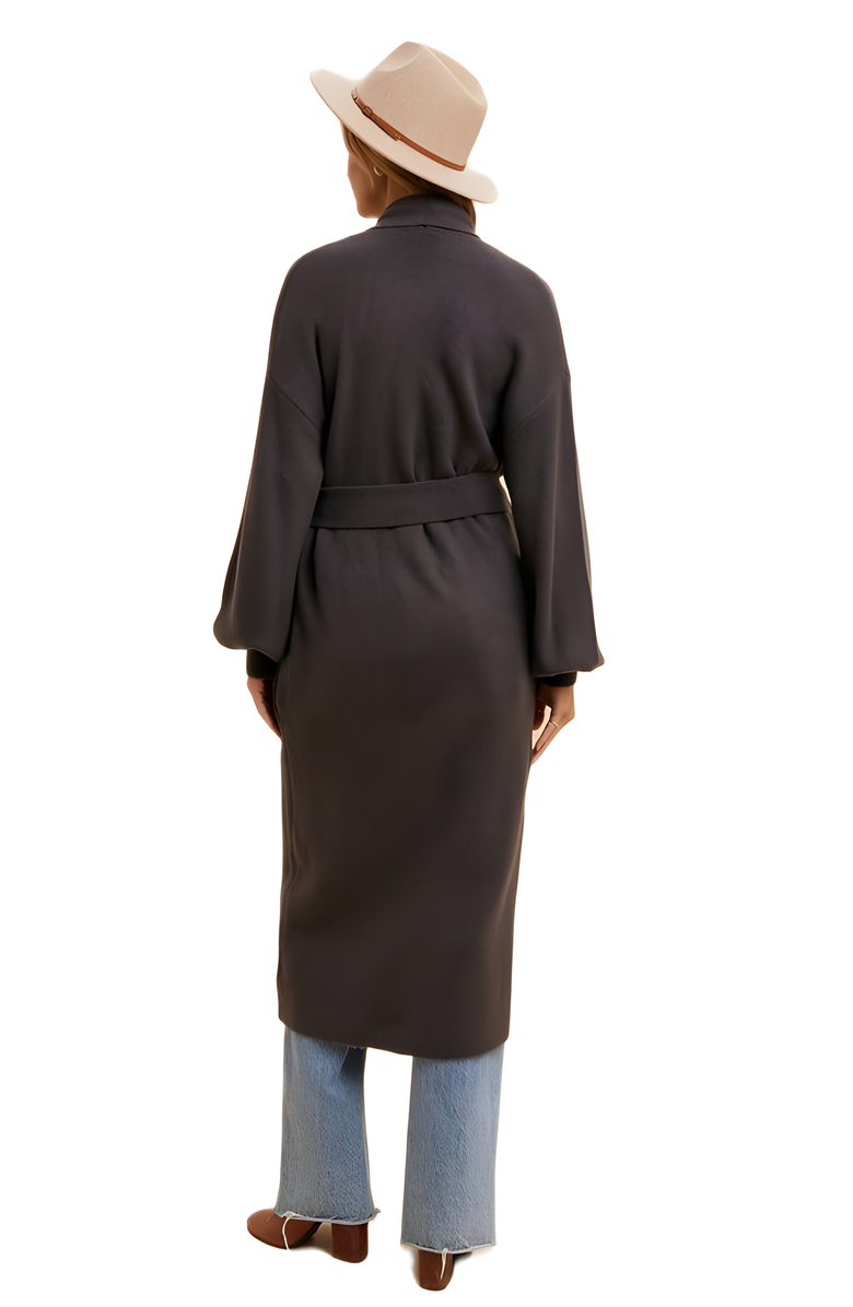 Knit and Lounge Longline Coat with Wide Sleeves and Tie-Waist Closure, Alternate, color,
