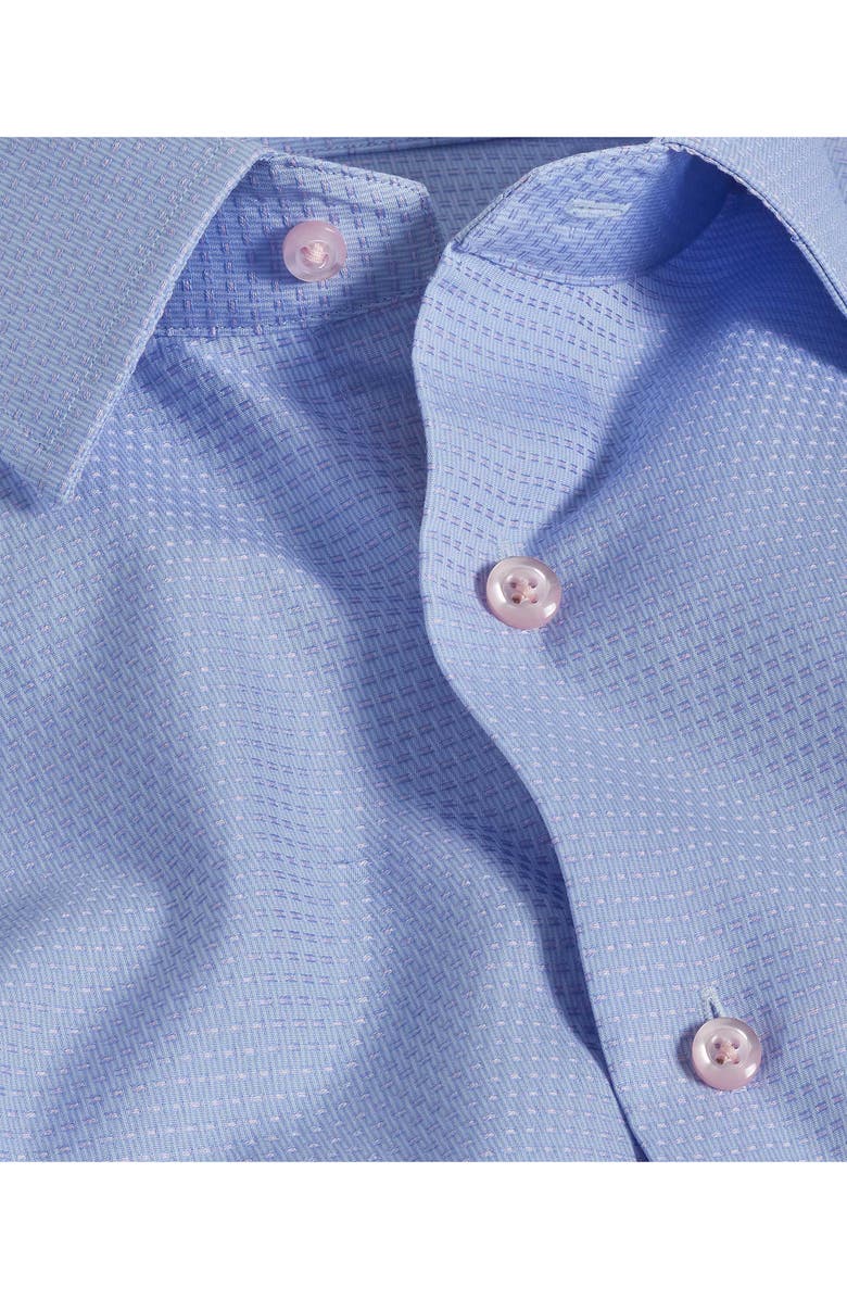 David Donahue Slim Fit Dobby Dot Dress Shirt, Alternate, color, Sky/ Pink
