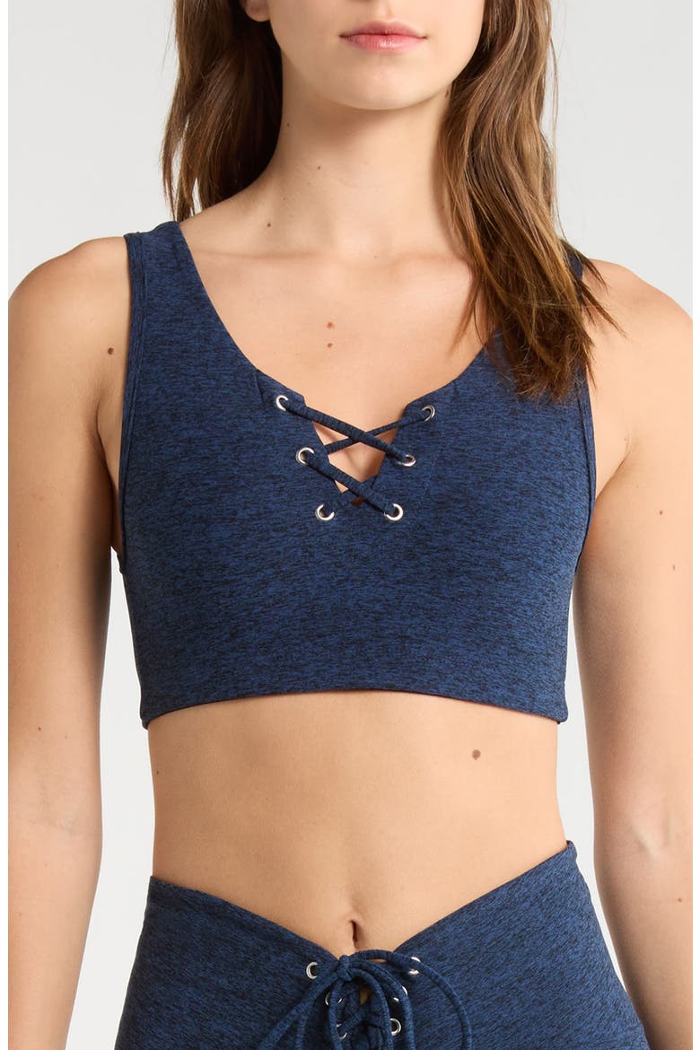 Football Stretch Sports Bra, Main, color, NAVY