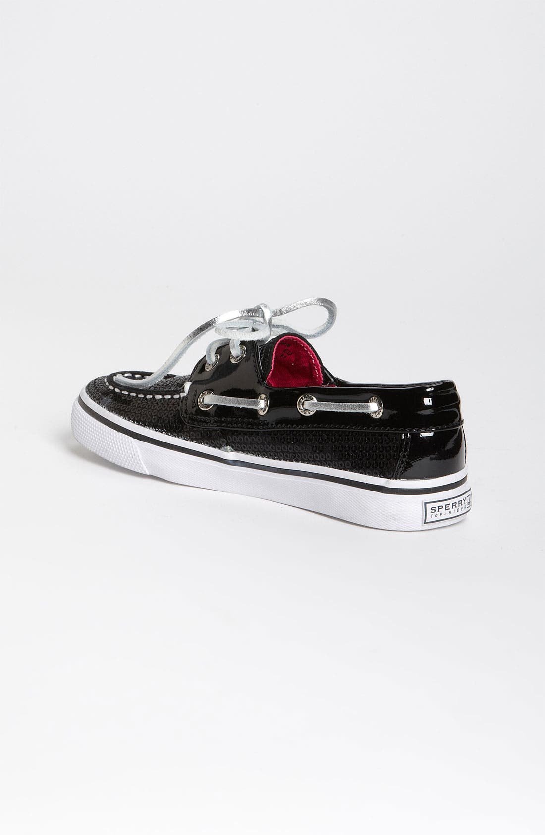 Top-Sider® Kids 'Bahama' Boat Shoe, Alternate, color, BLACK SEQUINS