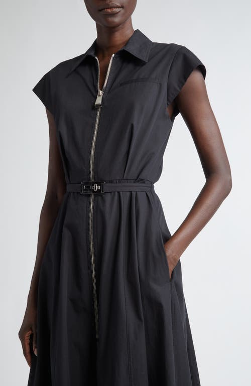 Brandon Maxwell The Jace Zip-up Belted Maxi Dress In Black