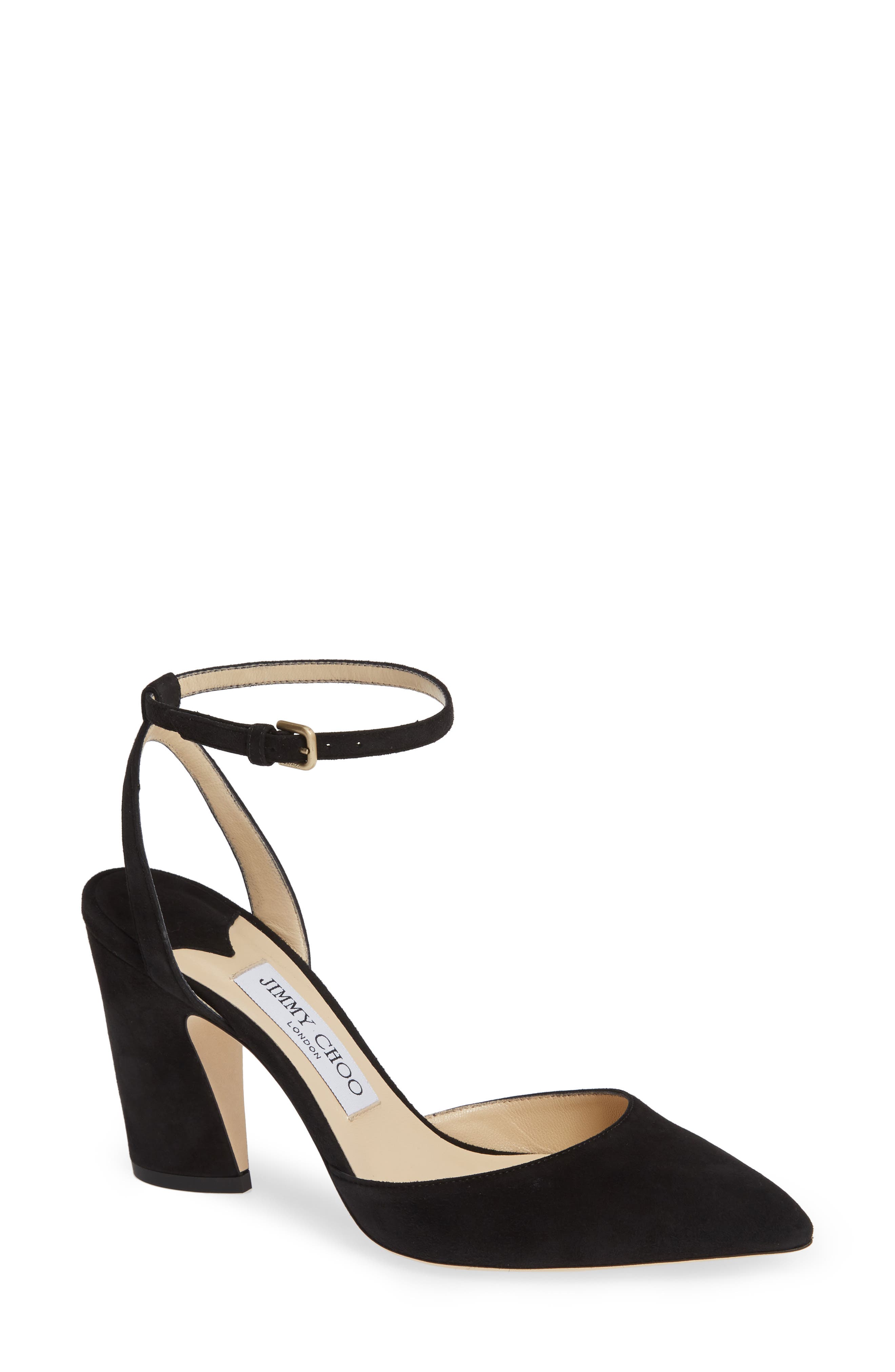Micky Ankle Strap Pump, Main, color, BLACK SUEDE