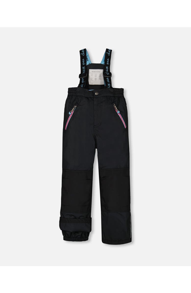Deux par Deux Girl's Two Piece Snowsuit Printed Roses With Solid Pant Black, Alternate, color, 